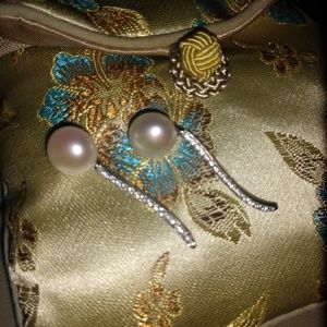 Honora sterling, Pearl & removable CZ earrings NEW